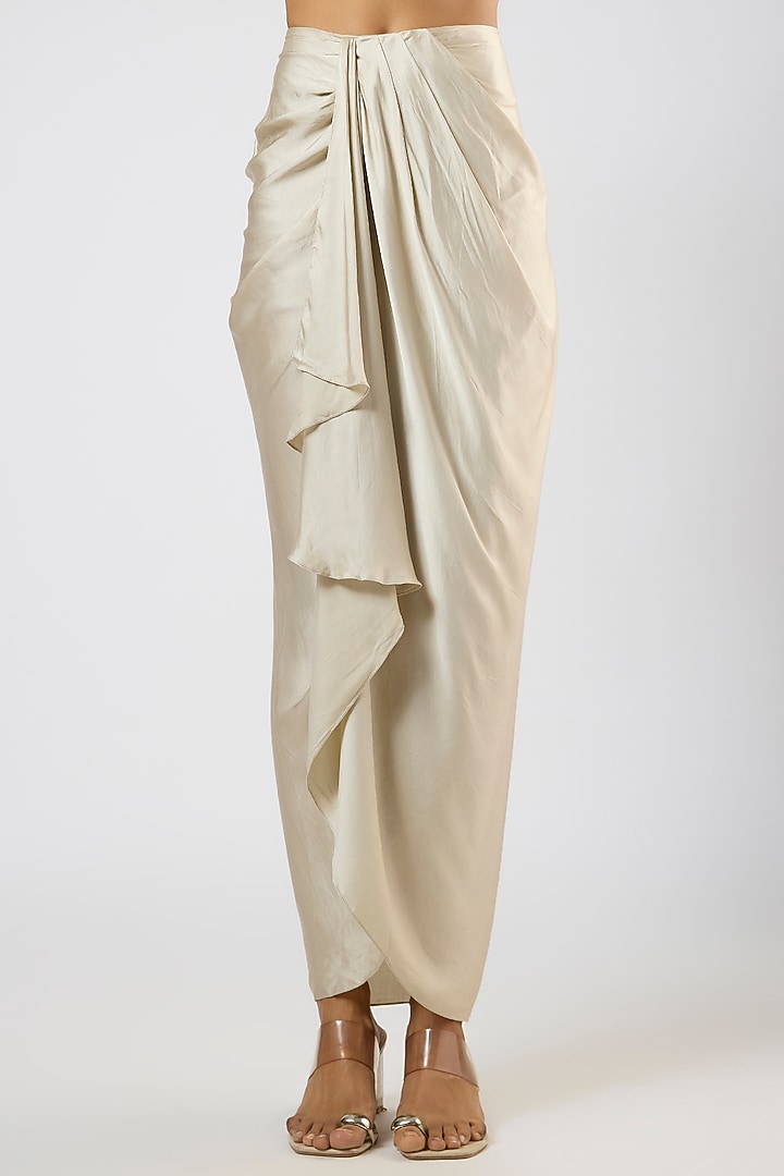 Smoke Grey Modal Satin Dhoti Skirt Set by Prisho at Pernia's Pop Up Shop