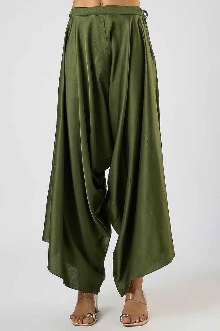 Hunter Green Organza Dori Embroidered Kaftan Set by Prisho at Pernia's Pop Up Shop