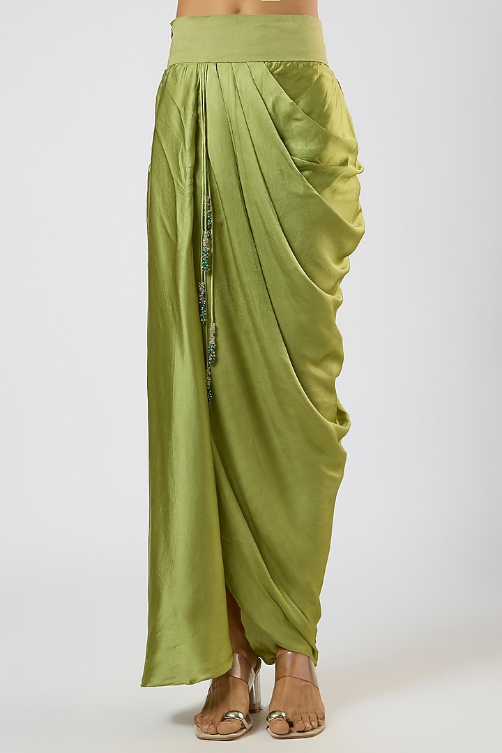 Sea Green Organza Thread Embroidered A-Line Kaftan Set by Prisho at Pernia's Pop Up Shop
