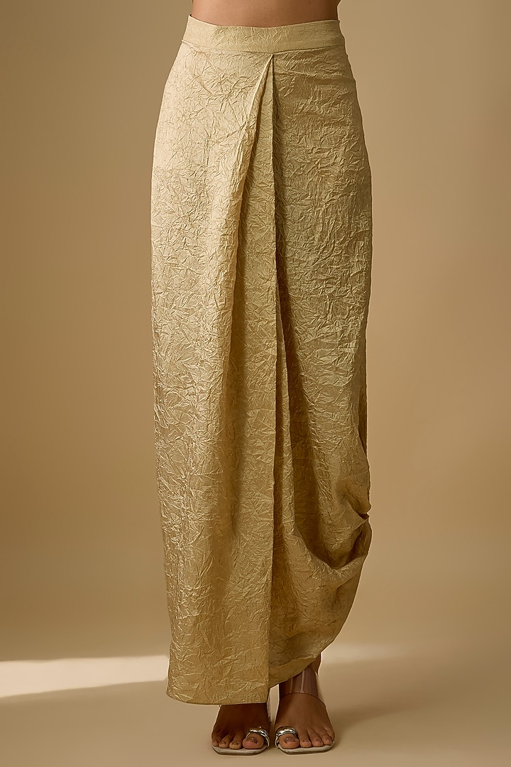 Beige Crushed Silk Dhoti Set by Prisho at Pernia's Pop Up Shop