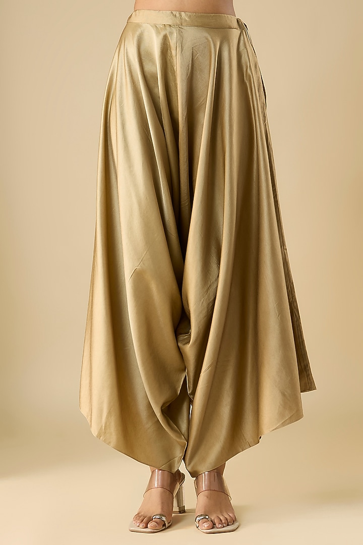 Champagne Tissue Thread Work A-Line Kaftan Set by Prisho at Pernia's Pop Up Shop