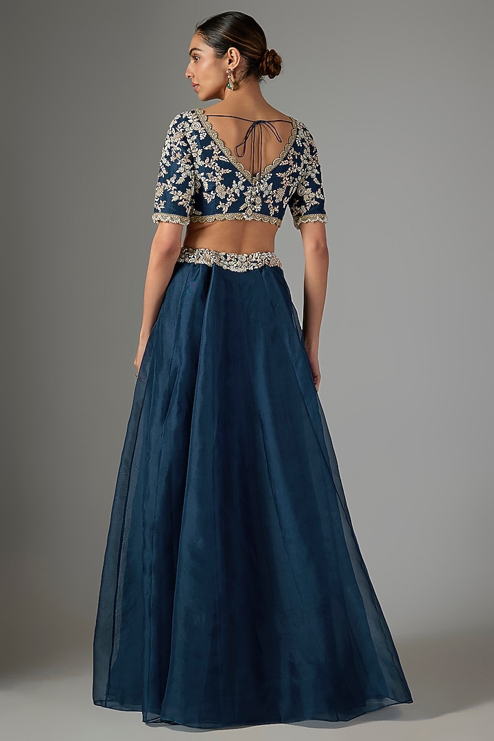 Blue Organza Kalidar Skirt Set by Prisho at Pernia's Pop Up Shop