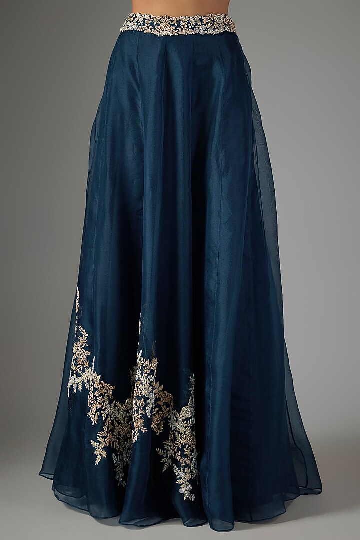 Blue Organza Kalidar Skirt Set by Prisho at Pernia's Pop Up Shop