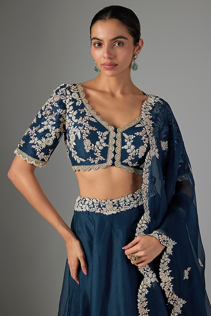 Blue Organza Kalidar Skirt Set by Prisho at Pernia's Pop Up Shop