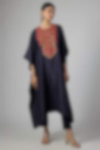 Royal Blue Silk Kaftan Set by Prisho at Pernia's Pop Up Shop
