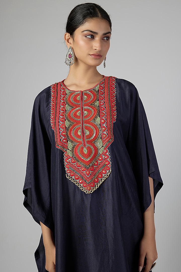 Royal Blue Silk Kaftan Set by Prisho at Pernia's Pop Up Shop