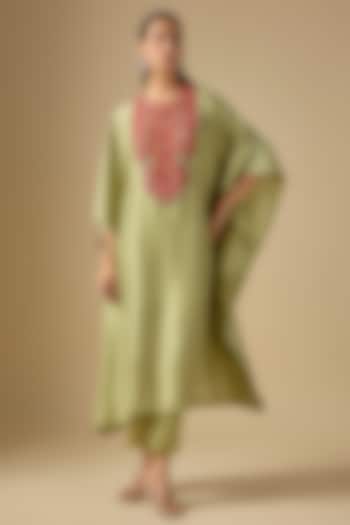 Sea Green Silk Thread Work Kurta Set by Prisho at Pernia's Pop Up Shop