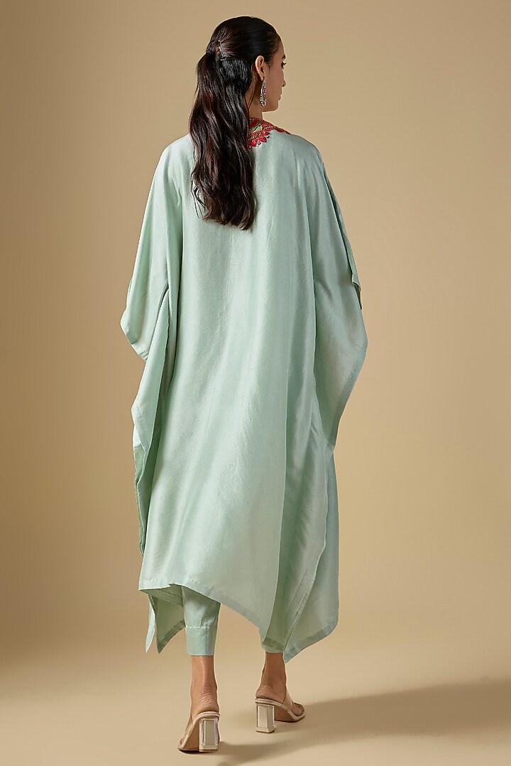 Aqua Blue Silk Thread Work Kurta Set by Prisho at Pernia's Pop Up Shop