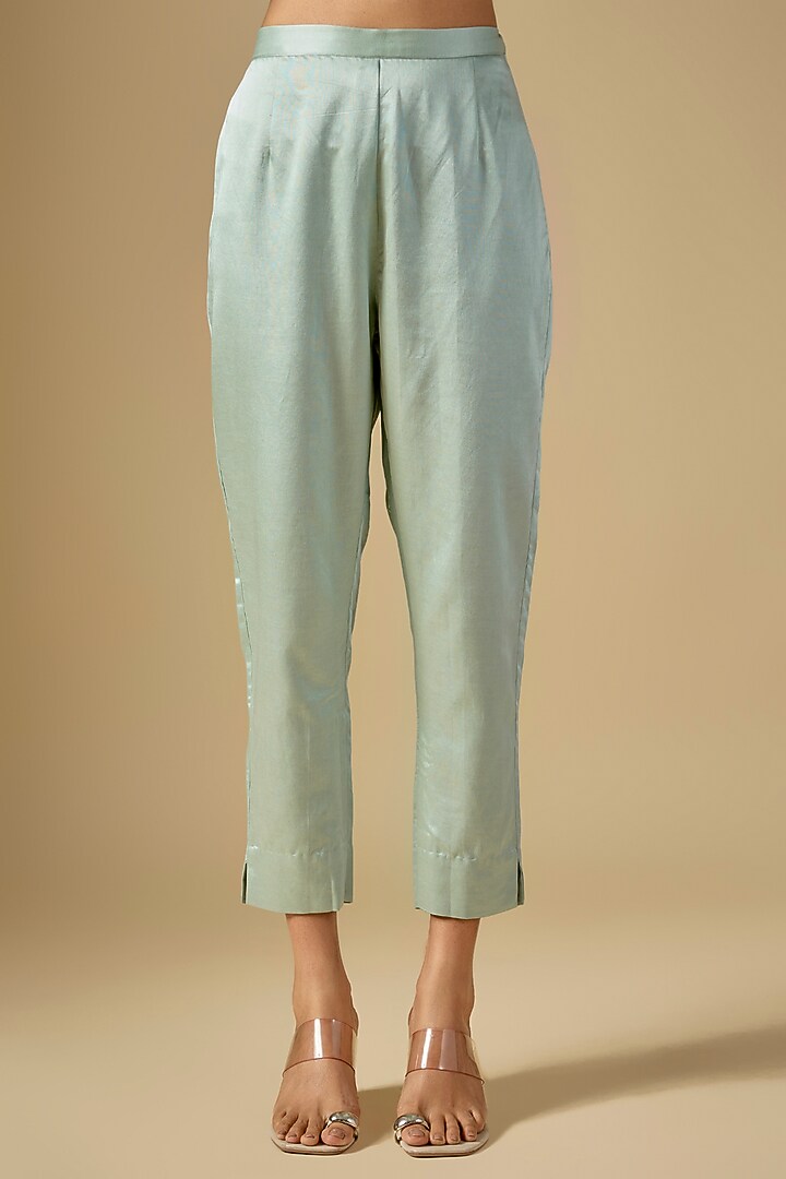 Aqua Blue Silk Thread Work Kurta Set by Prisho at Pernia's Pop Up Shop