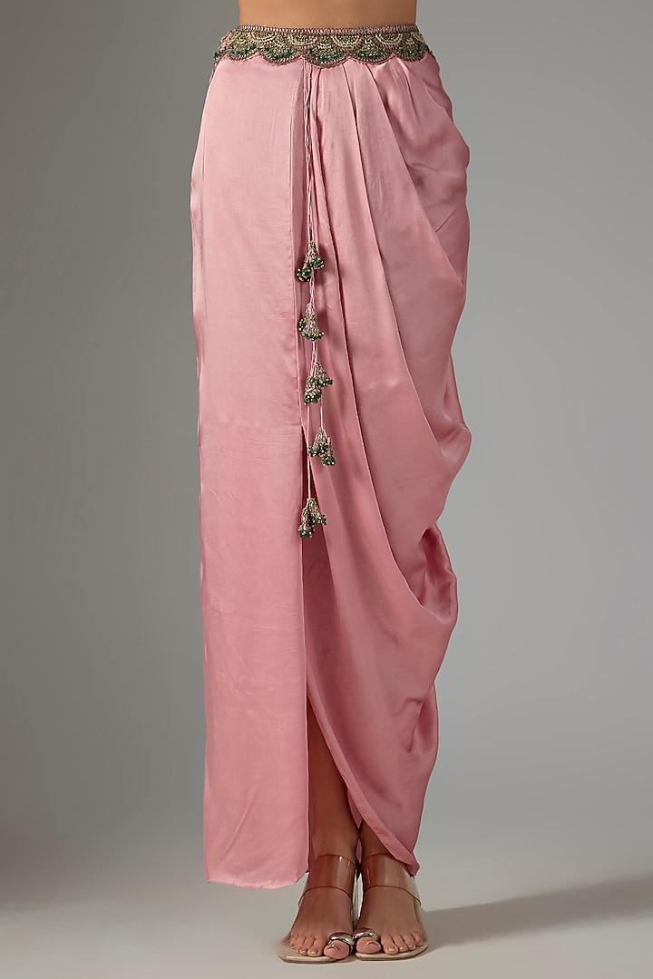 Dark Flamingo Organza Thread Work Cape Set by Prisho at Pernia's Pop Up Shop