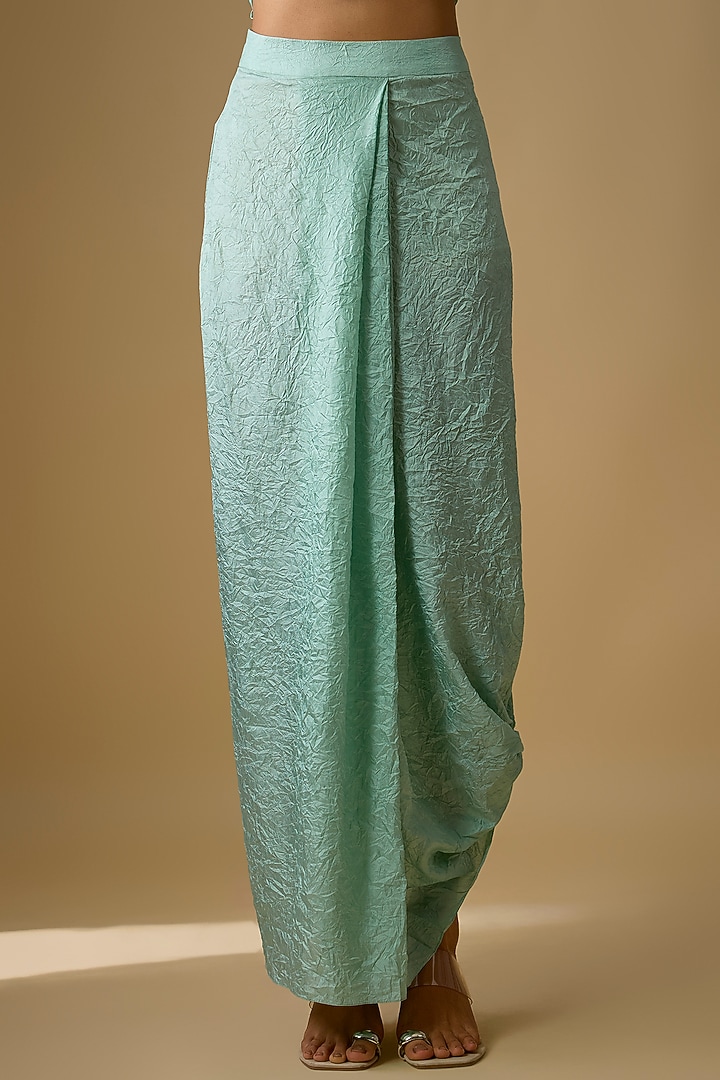 Aqua Crushed Silk Dhoti Set by Prisho at Pernia's Pop Up Shop