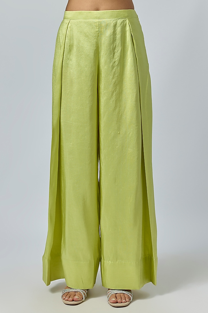 Lemon Green Silk Thread Embroidered Kurta Set by Prisho at Pernia's Pop Up Shop