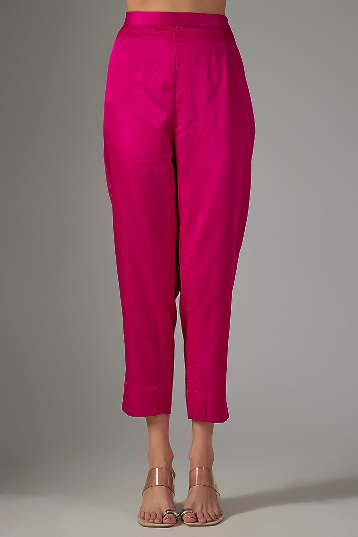 Fuchsia Silk Threadwork Kaftan Set by Prisho at Pernia's Pop Up Shop