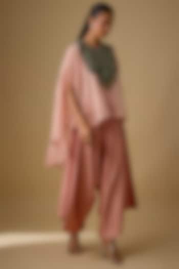 Peach Tissue Thread Work Cape Set by Prisho at Pernia's Pop Up Shop