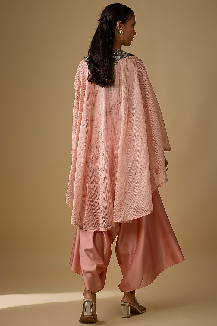 Peach Tissue Thread Work Cape Set by Prisho at Pernia's Pop Up Shop