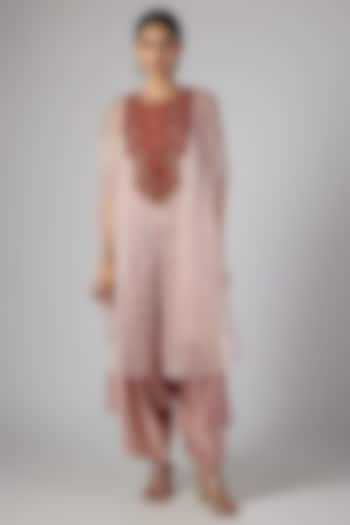 Peach Tissue Kaftan Set by Prisho at Pernia's Pop Up Shop