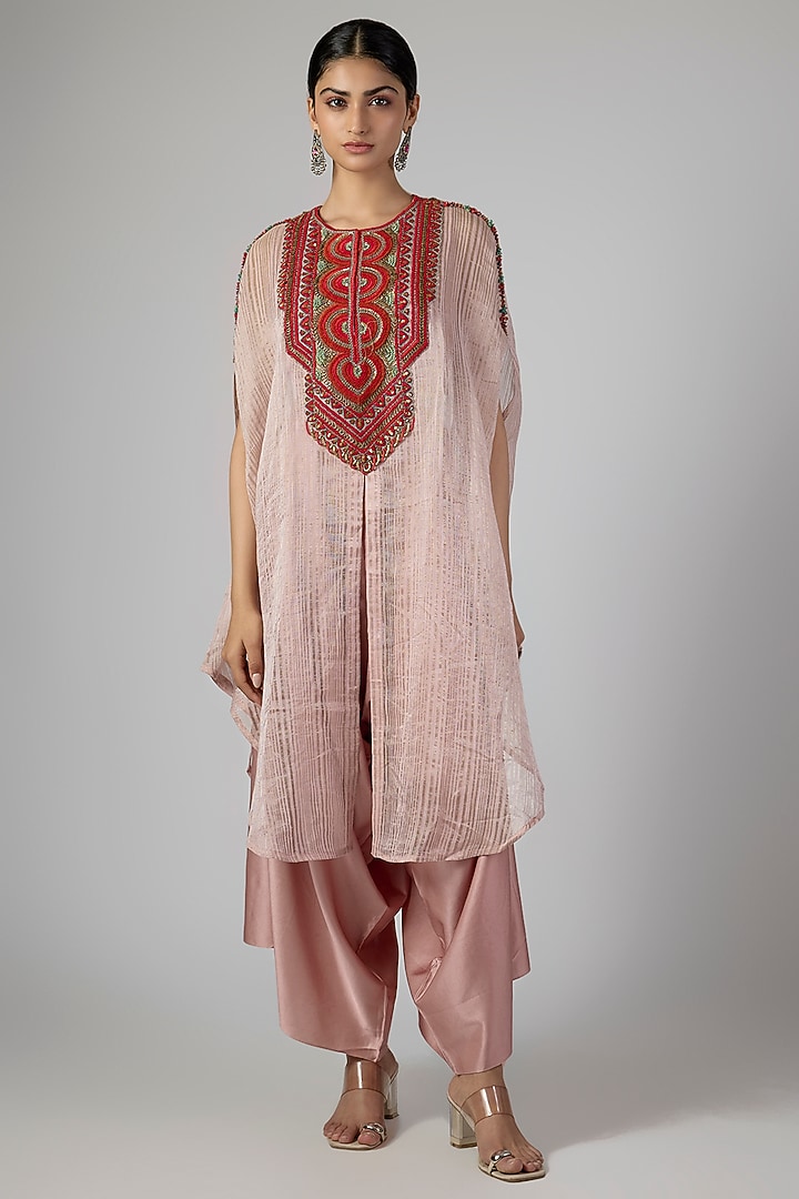 Peach Tissue Kaftan Set by Prisho at Pernia's Pop Up Shop