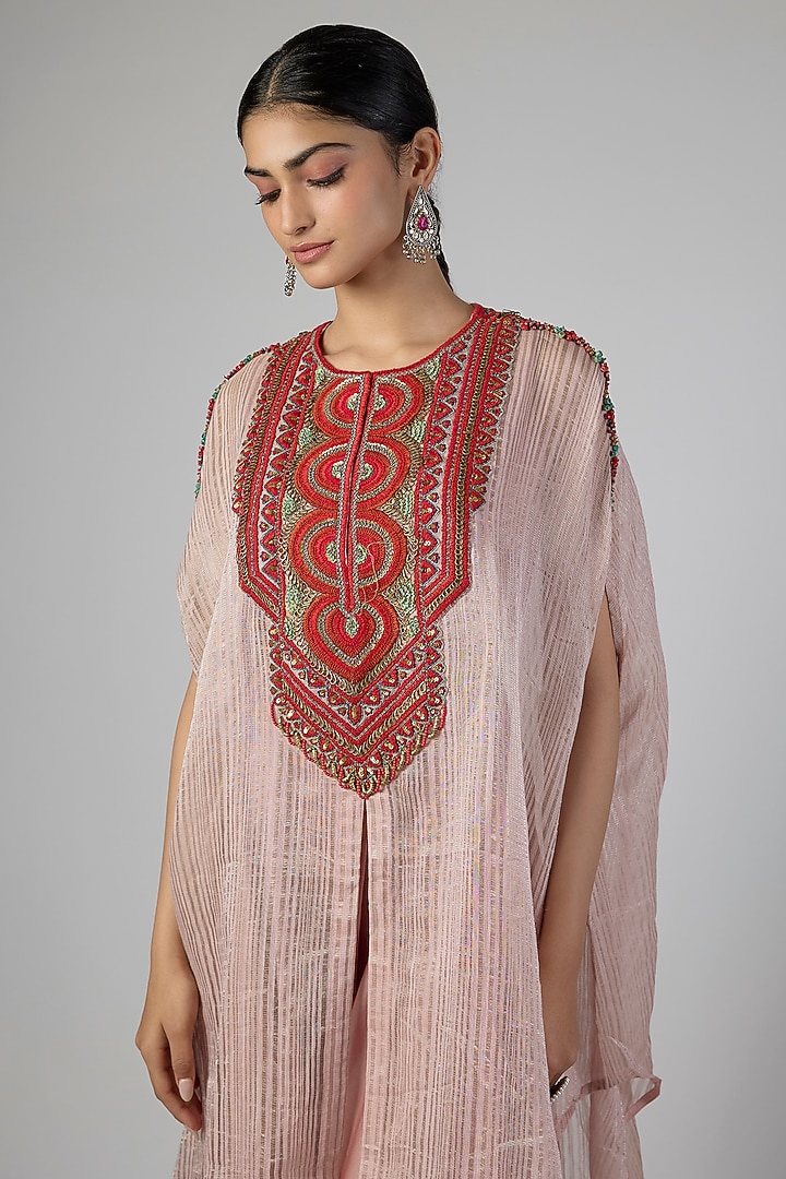 Peach Tissue Kaftan Set by Prisho at Pernia's Pop Up Shop