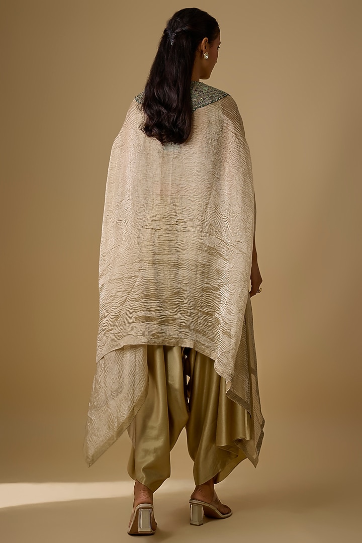 Champagne Tissue Thread Work Cape Set by Prisho at Pernia's Pop Up Shop