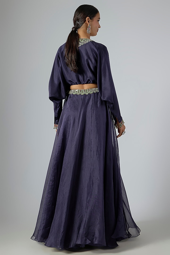 Royal Blue Organza Skirt Set by Prisho at Pernia's Pop Up Shop