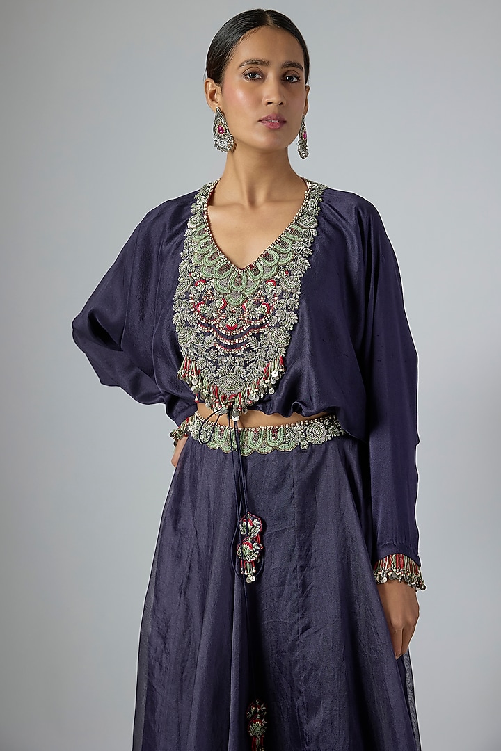 Royal Blue Organza Skirt Set by Prisho at Pernia's Pop Up Shop