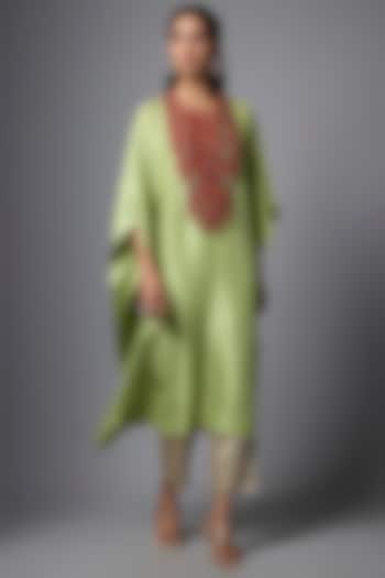 Deep Sea Green Silk Kaftan Set by Prisho at Pernia's Pop Up Shop