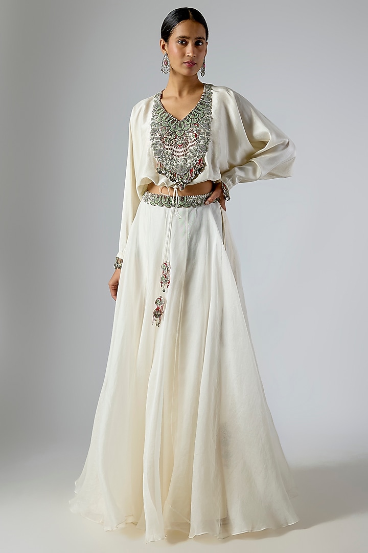 Ivory Organza Skirt Set by Prisho at Pernia's Pop Up Shop