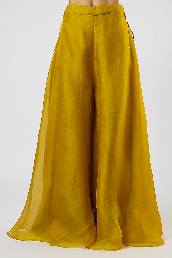 Mustard Organza Wedding Sharara Set by Prisho at Pernia's Pop Up Shop