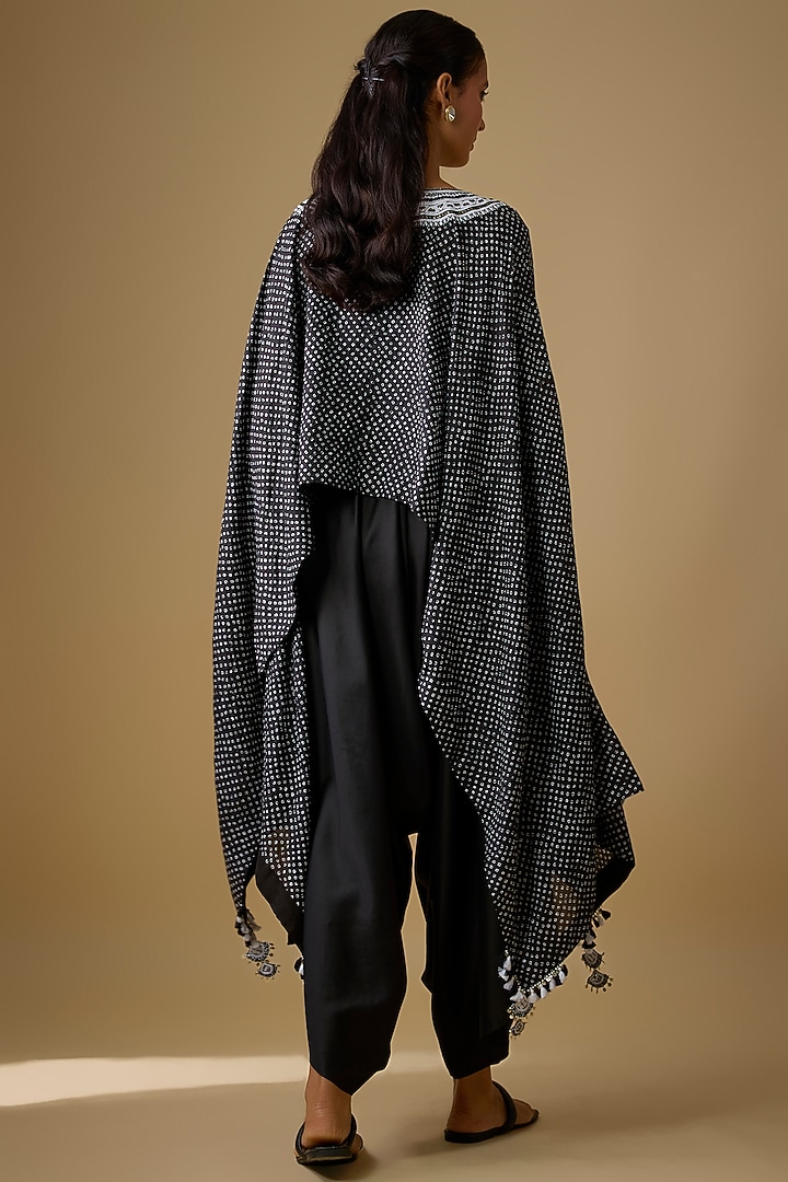 Black Bandhej Resham Work Kaftan Set by Prisho at Pernia's Pop Up Shop