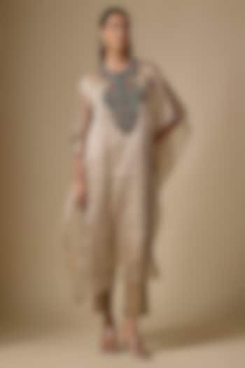 Champagne Tissue Kaftan Set by Prisho at Pernia's Pop Up Shop