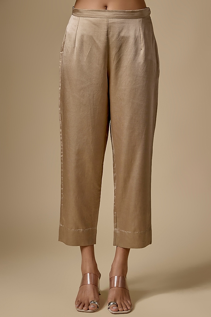 Champagne Tissue Threadwork Kaftan Set by Prisho at Pernia's Pop Up Shop
