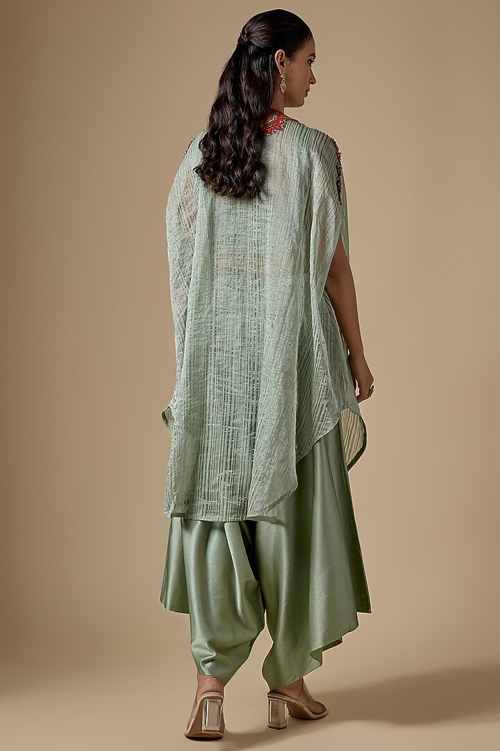 Aqua Tissue Threadwork Kaftan Set by Prisho at Pernia's Pop Up Shop