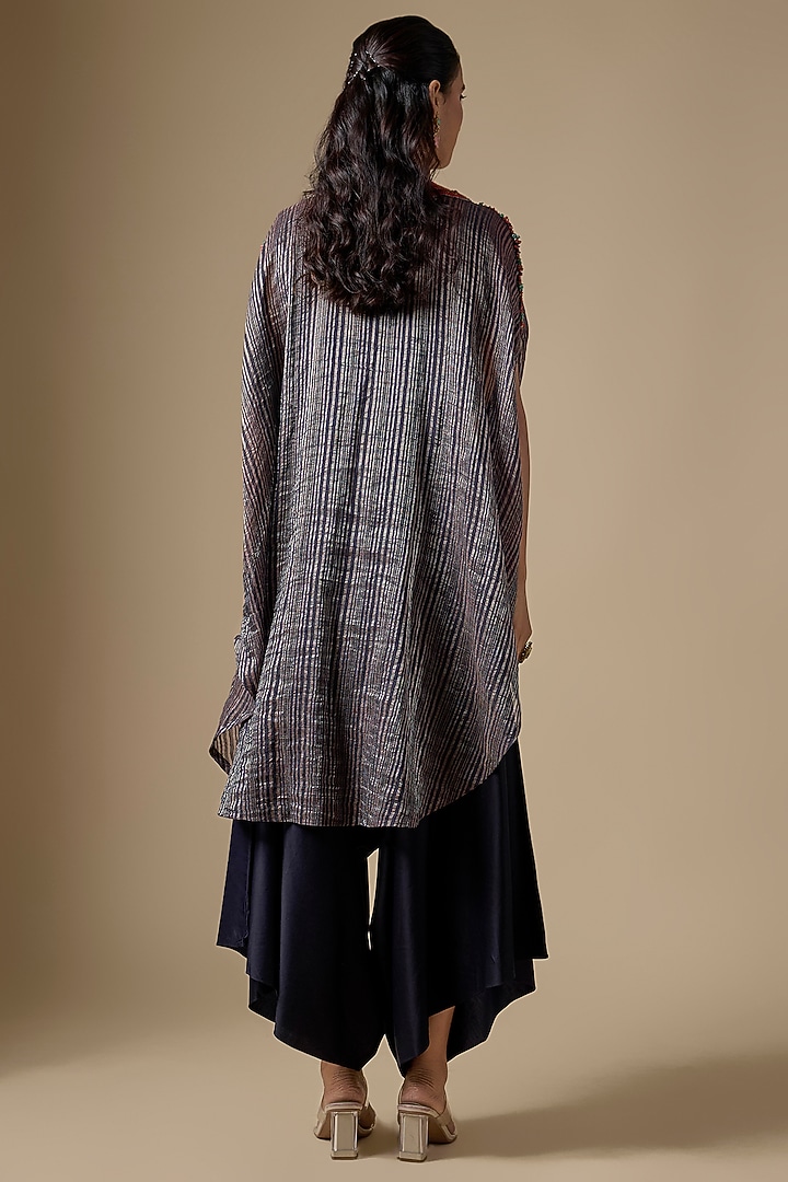Royal Blue Tissue Threadwork Kaftan Set by Prisho at Pernia's Pop Up Shop