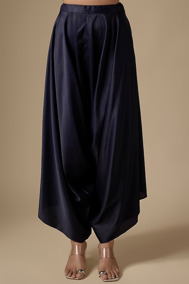 Royal Blue Tissue Threadwork Kaftan Set by Prisho at Pernia's Pop Up Shop