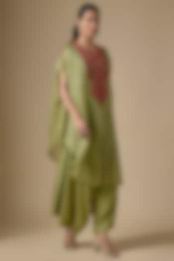 Aqua Tissue Threadwork Kaftan Set by Prisho at Pernia's Pop Up Shop