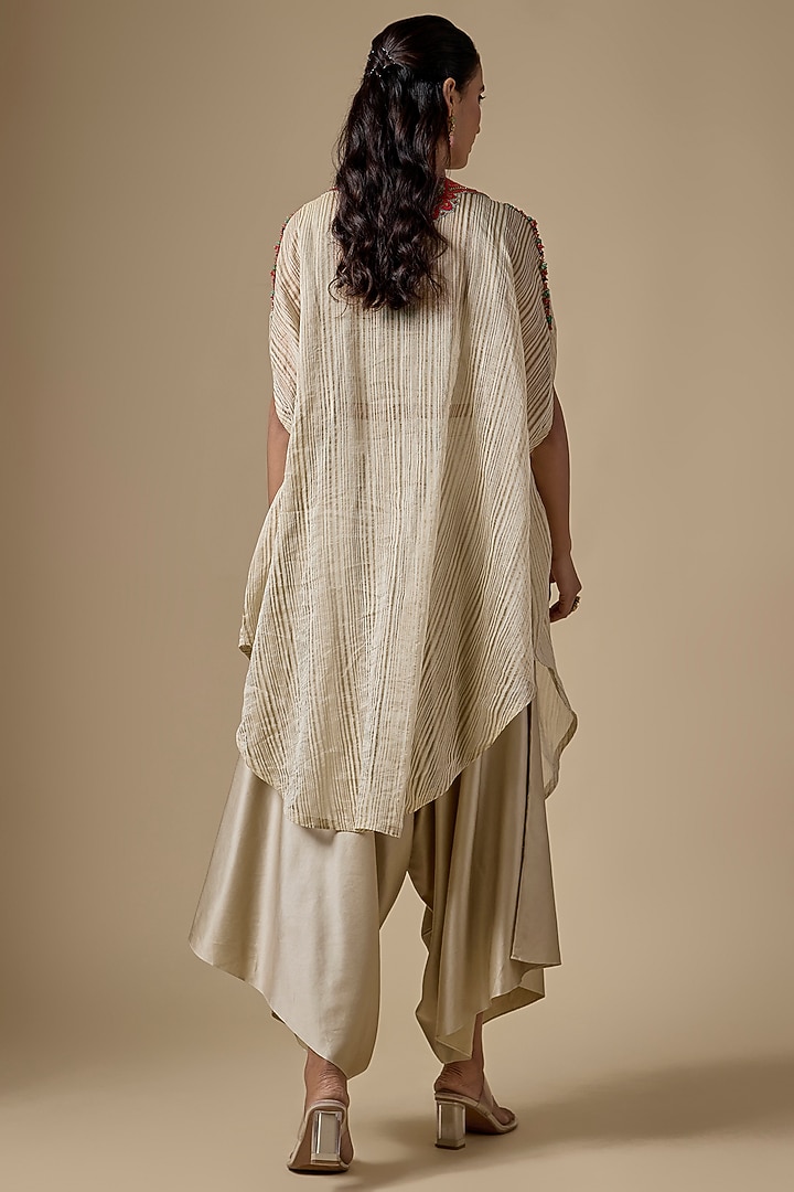 Ivory Tissue Threadwork Kaftan Set by Prisho at Pernia's Pop Up Shop