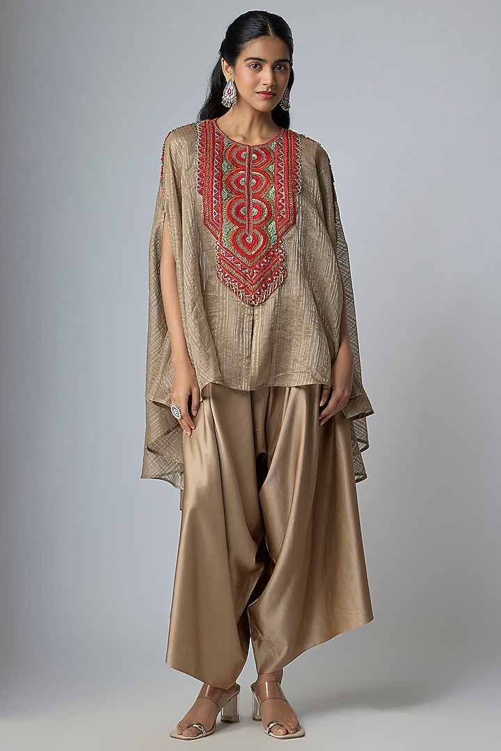 Champagne Tissue Kaftan Set by Prisho at Pernia's Pop Up Shop
