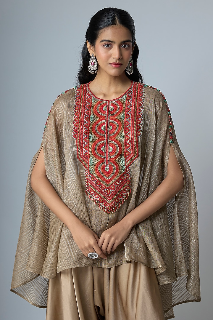 Champagne Tissue Kaftan Set by Prisho at Pernia's Pop Up Shop