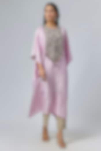 Lavender Silk Dori Embroidered Kaftan Set by Prisho at Pernia's Pop Up Shop