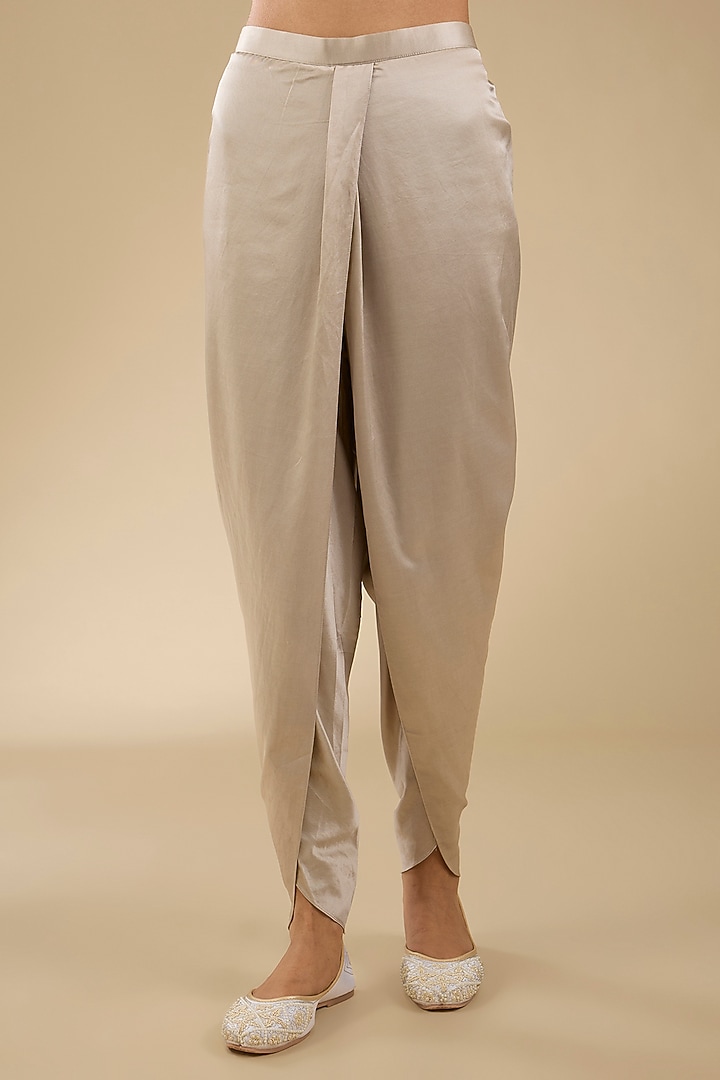 Mustard Silk Dori Work High-Low Kaftan Set by Prisho at Pernia's Pop Up Shop