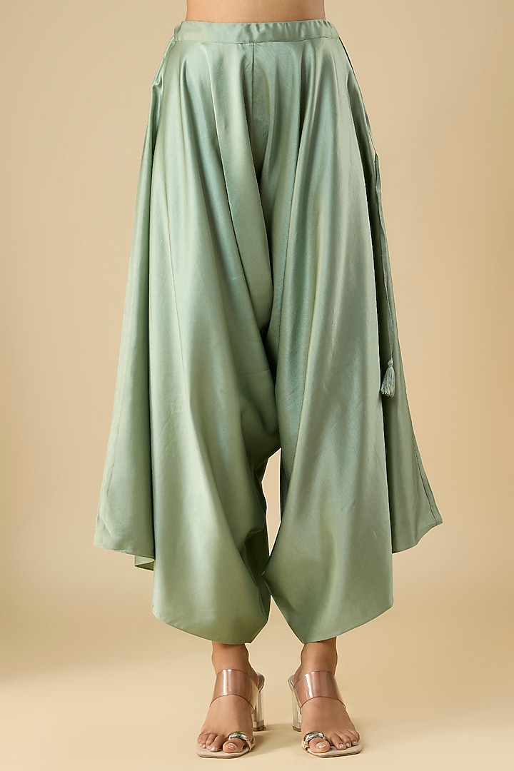 Aqua Tissue Thread Work A-Line Kaftan Set by Prisho at Pernia's Pop Up Shop