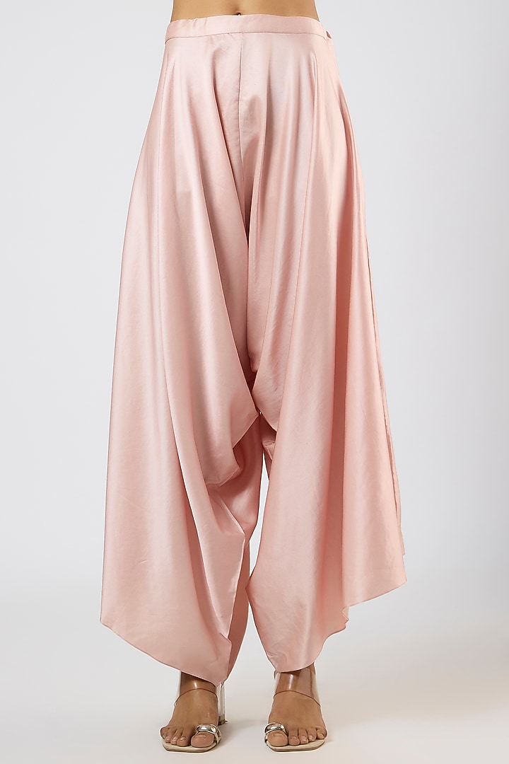 Flamingo Pink Crushed Silk Moti Embroidered Kaftan Set by Prisho at Pernia's Pop Up Shop