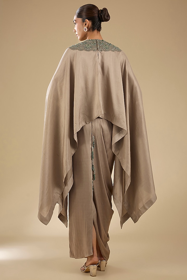 Champagne Silk Thread Work Kaftan Set by Prisho at Pernia's Pop Up Shop