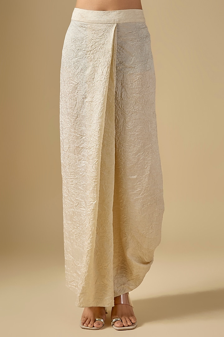 Ivory Crushed Silk Thread Work Kurta Set by Prisho at Pernia's Pop Up Shop