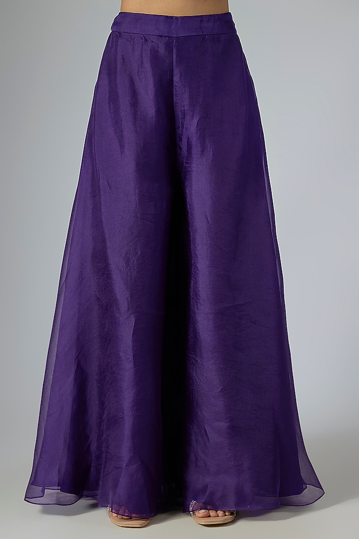 Dark Purple Organza Wedding Sharara Set by Prisho at Pernia's Pop Up Shop