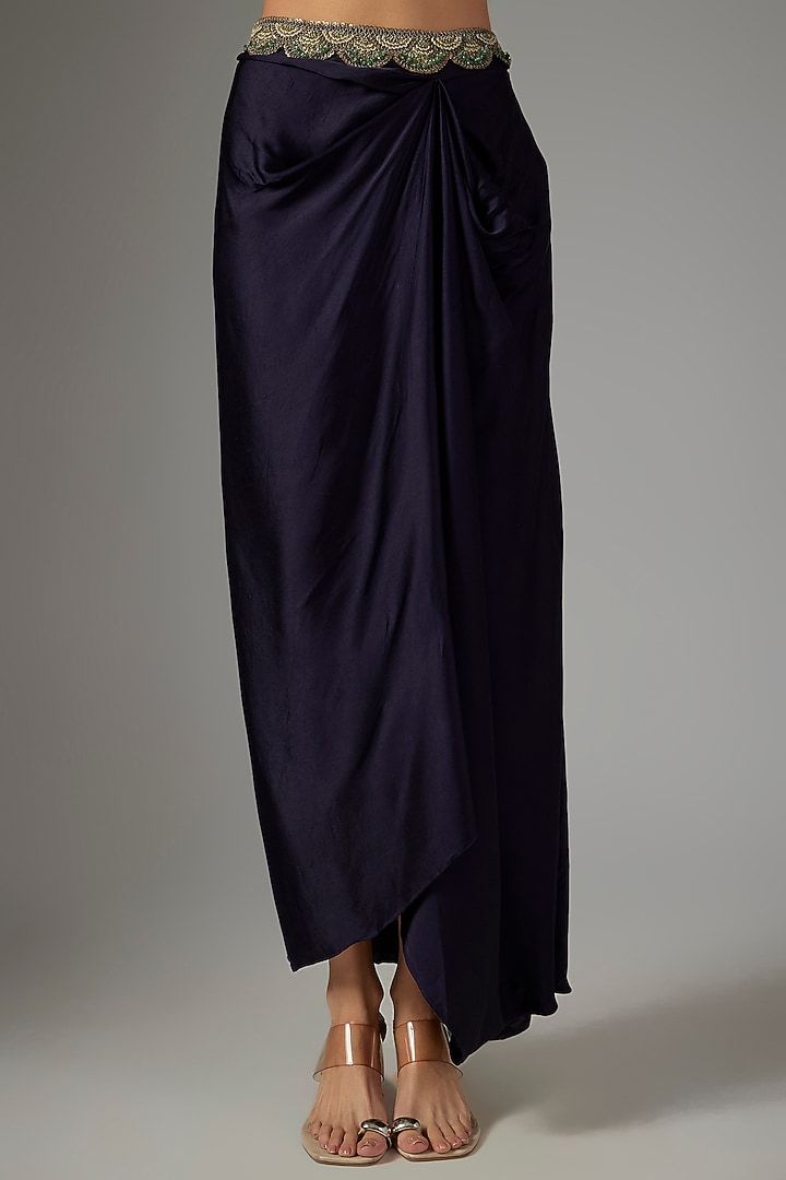 Royal Blue Organza Threadwork Cape Set by Prisho at Pernia's Pop Up Shop