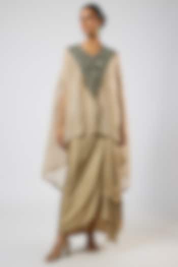 Champagne Modal Satin Skirt Set by Prisho at Pernia's Pop Up Shop