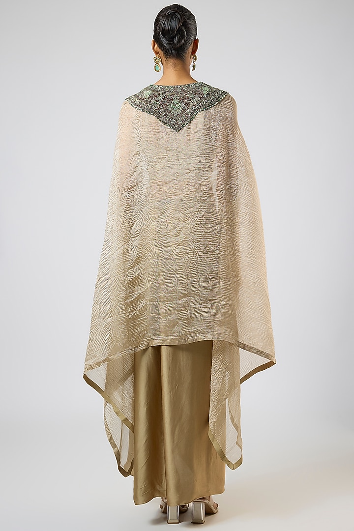 Champagne Modal Satin Skirt Set by Prisho at Pernia's Pop Up Shop