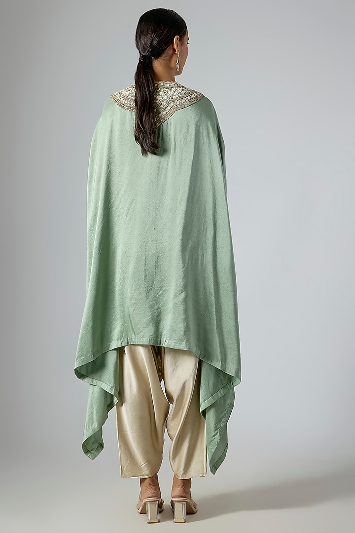 Aqua Silk Moti Embroidered Kaftan Set by Prisho at Pernia's Pop Up Shop