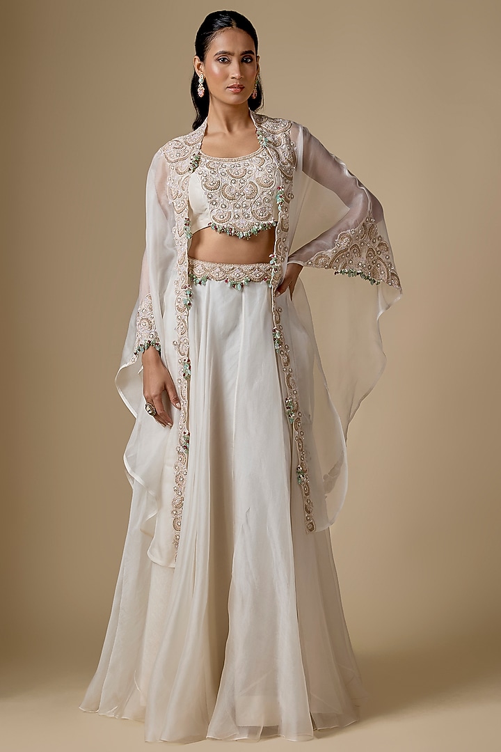 Ivory Organza Skirt Set by Prisho at Pernia's Pop Up Shop